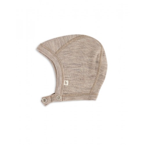 Baby Hjelm Med Trykknapper 100 økologisk Merino Uld Tynd Kvalitet Lag Stof 62 68 Beige Melange
