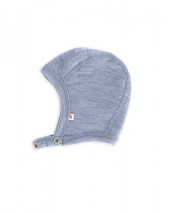 Baby Hjelm Med Trykknapper   100  økologisk Merino Uld  Tynd Kvalitet   Lag Stof 50 56 Light Blue Melange