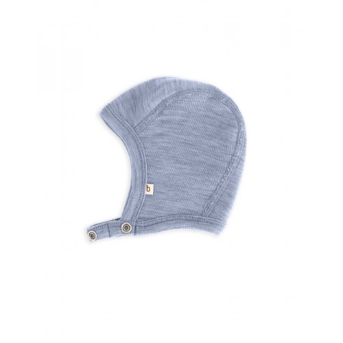 Baby Hjelm Med Trykknapper 100 økologisk Merino Uld Tynd Kvalitet Lag Stof 50 56 Light Blue Melange