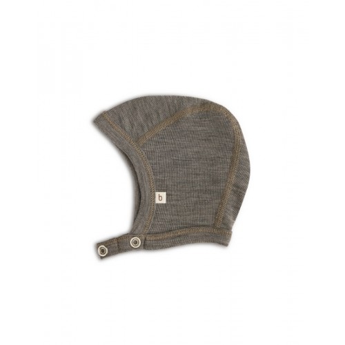 Baby Hjelm Med Trykknapper 100 økologisk Merino Uld Tynd Kvalitet Lag Stof 50 56 Light Brown Melange