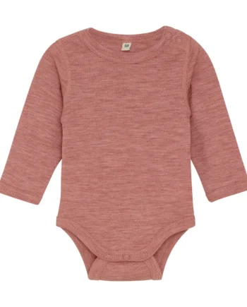 Bekids Langærmet Uld Body- Light Mahogany Melange 60