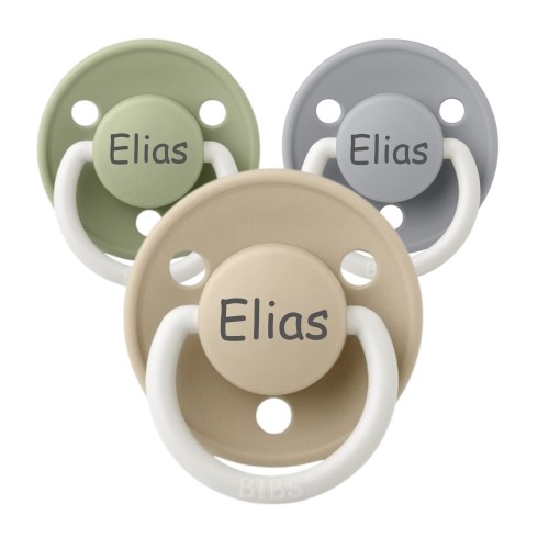Bibs De Lux Night  One Size   -36 Mdr  Rund Silikone  Sutter Med Navn