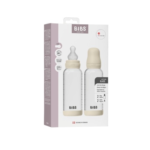 Bibs Glas Babyflaske 240 Ml -pak Silikone