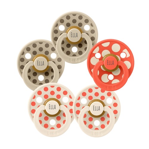 Bibs Studio Polka Dots Colour Str - Mdr Rund Latex Sutter Med Navn -pak