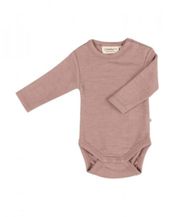 Body Med Lang ærme Og Rund Hals   100  økologisk Merino Uld Til Baby 56 Soft Rose
