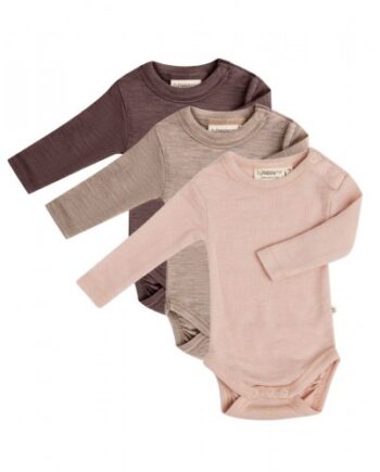 Body Med Lang ærme Og Rund Hals   100  økologisk Merino Uld Til Baby   -pak 56 Forest Berry