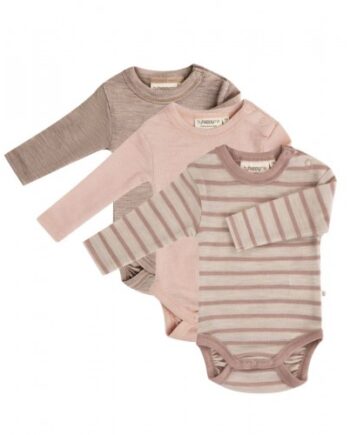 Body Med Lang ærme Og Rund Hals   100  økologisk Merino Uld Til Baby   -pak 56 Nature Soft Rose Melange