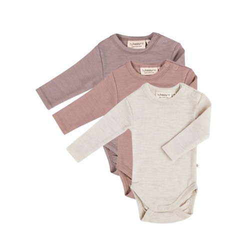Body Med Lang ærme Og Rund Hals 100 økologisk Merino Uld Til Baby -pak 56 Soft Rose Lavender Nature Melange