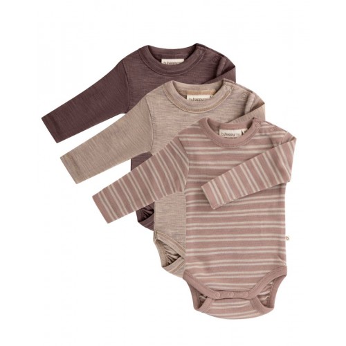 Body Med Lang ærme Og Rund Hals 100 økologisk Merino Uld Til Baby -pak 56 Soft Rose Nature Melange