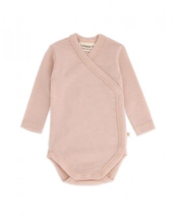 Body Med Lang ærme Og Slå Om Lukning Til Baby   100  økologisk Merino Uld Rose Melange 62