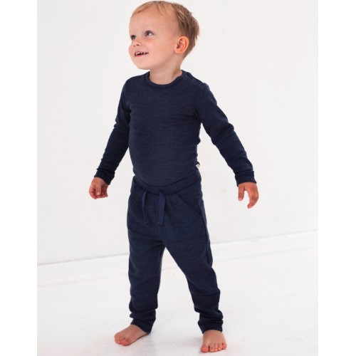 Bukser Med Snor Taljen 100 Merino Uld Til Baby Navy Melange 62