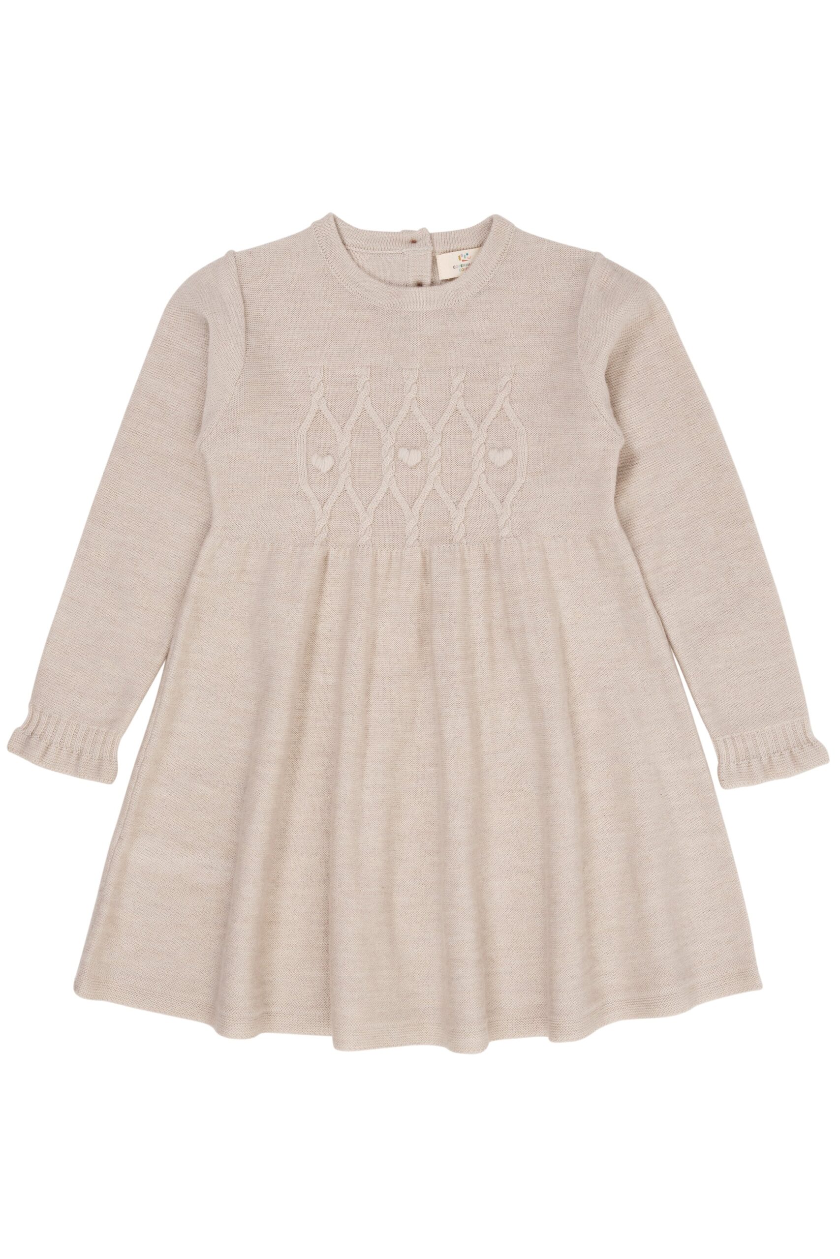 Copenhagen Colors Merino Cable Dress Hearts Pale Cream Melange 92 Cm