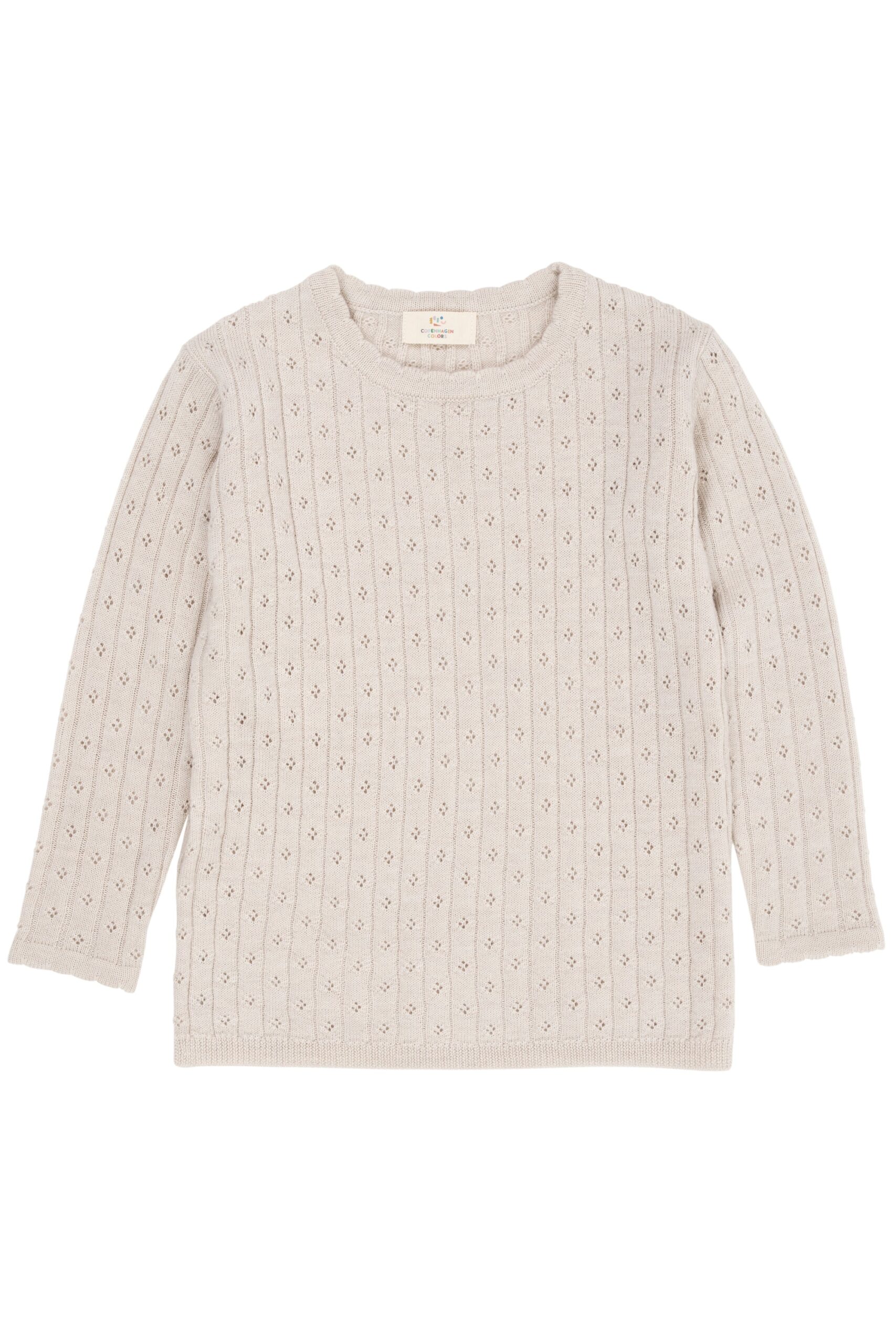 Copenhagen Colors Merino Classic Pointelle Blouse Pale Cream Melange 86 Cm