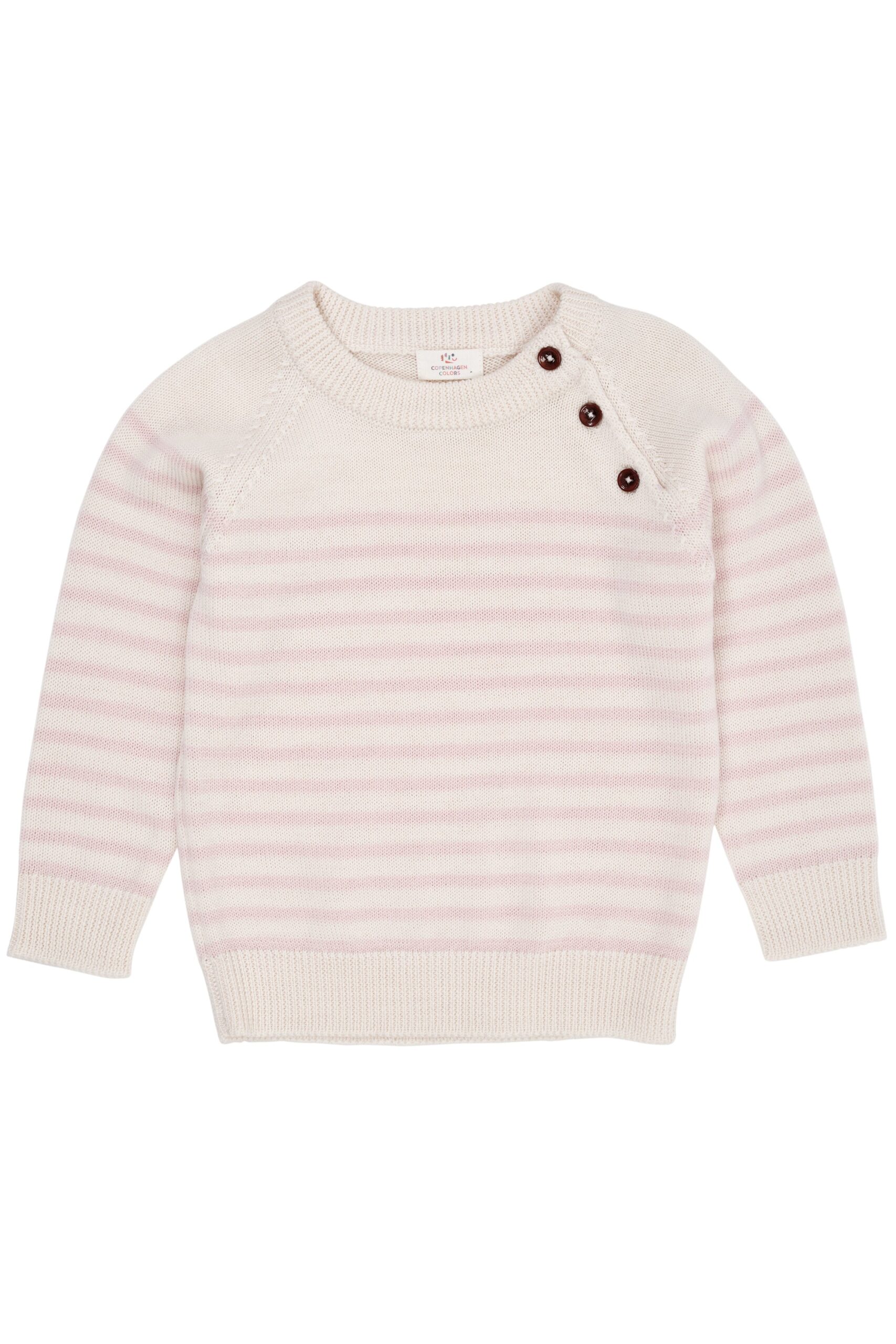 Copenhagen Colors Merino Classic Striped Pullover Cream Dusty Rose 86 Cm