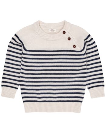 Copenhagen Colors Merino Classic Striped Pullover Cream Navy 86 Cm