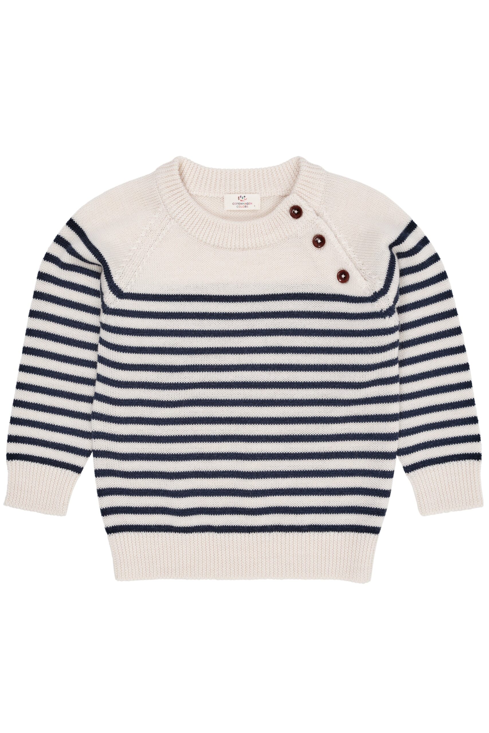 Copenhagen Colors Merino Classic Striped Pullover Cream Navy 86 Cm