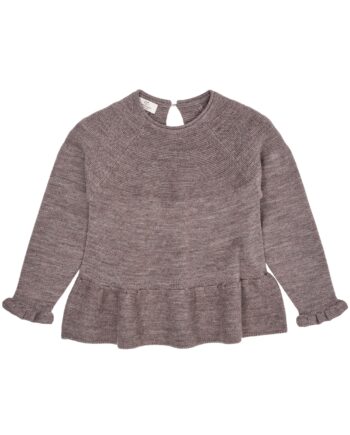 Copenhagen Colors Merino Strik Bluse Med Flæse Natural Melange 86 Cm