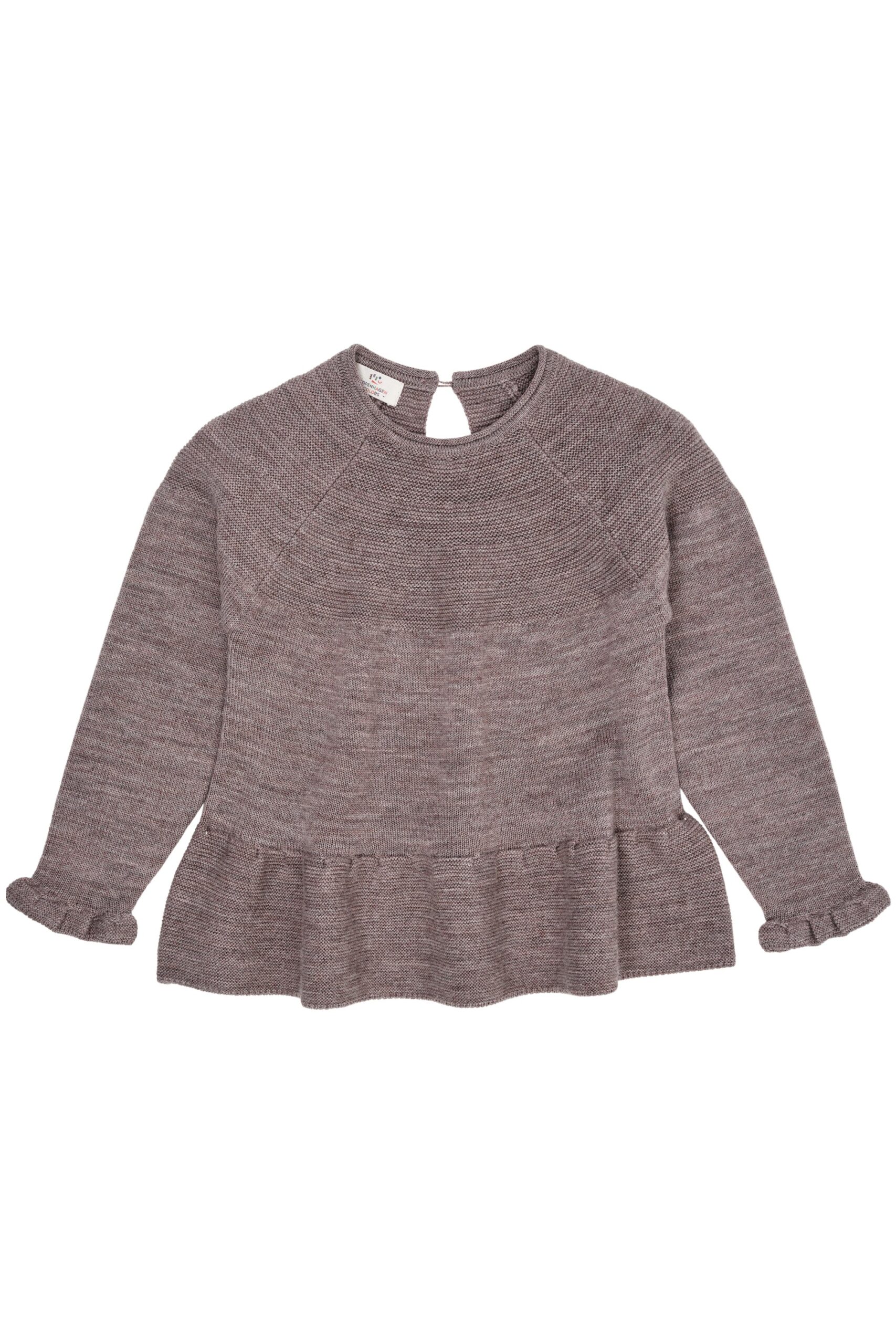 Copenhagen Colors Merino Strik Bluse Med Flæse Natural Melange 86 Cm