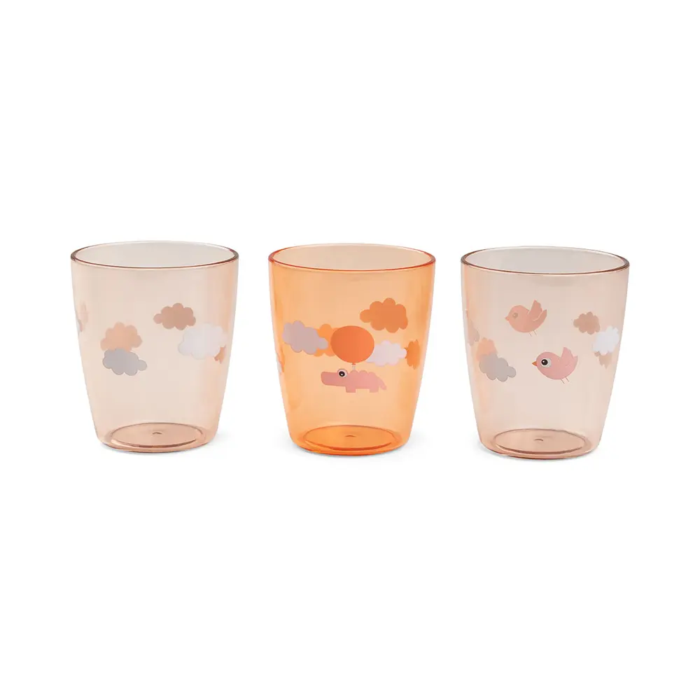 Done By Deer Yummy Mini Glas Stk Happy Clouds Papaya
