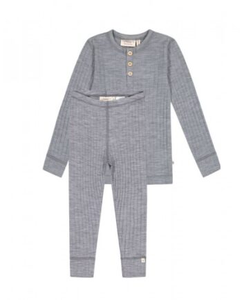 Drengesæt   100  Merino Uld  Oeko-texâ  Langærmet  -shirt   Leggings 86 92 Grey Melange