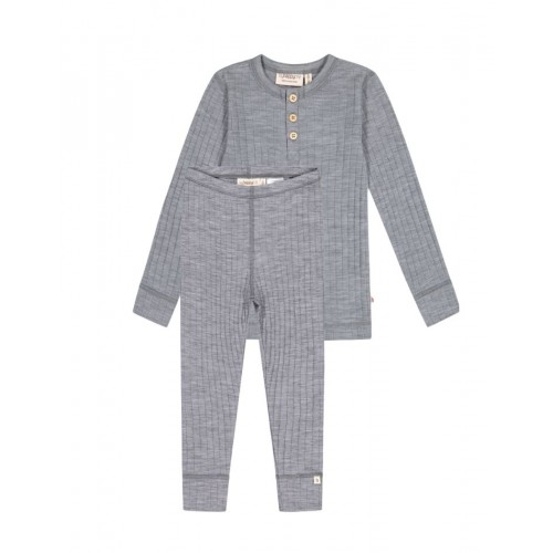 Drengesæt 100 Merino Uldm Oeko-texâ Langærmet -shirt Leggings 86 92 Grey Melange
