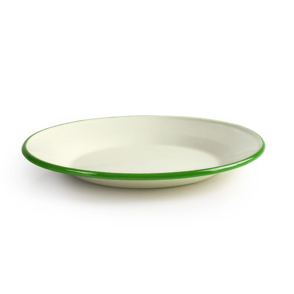 Emalje Tallerken Grøn Kant 22 Cm