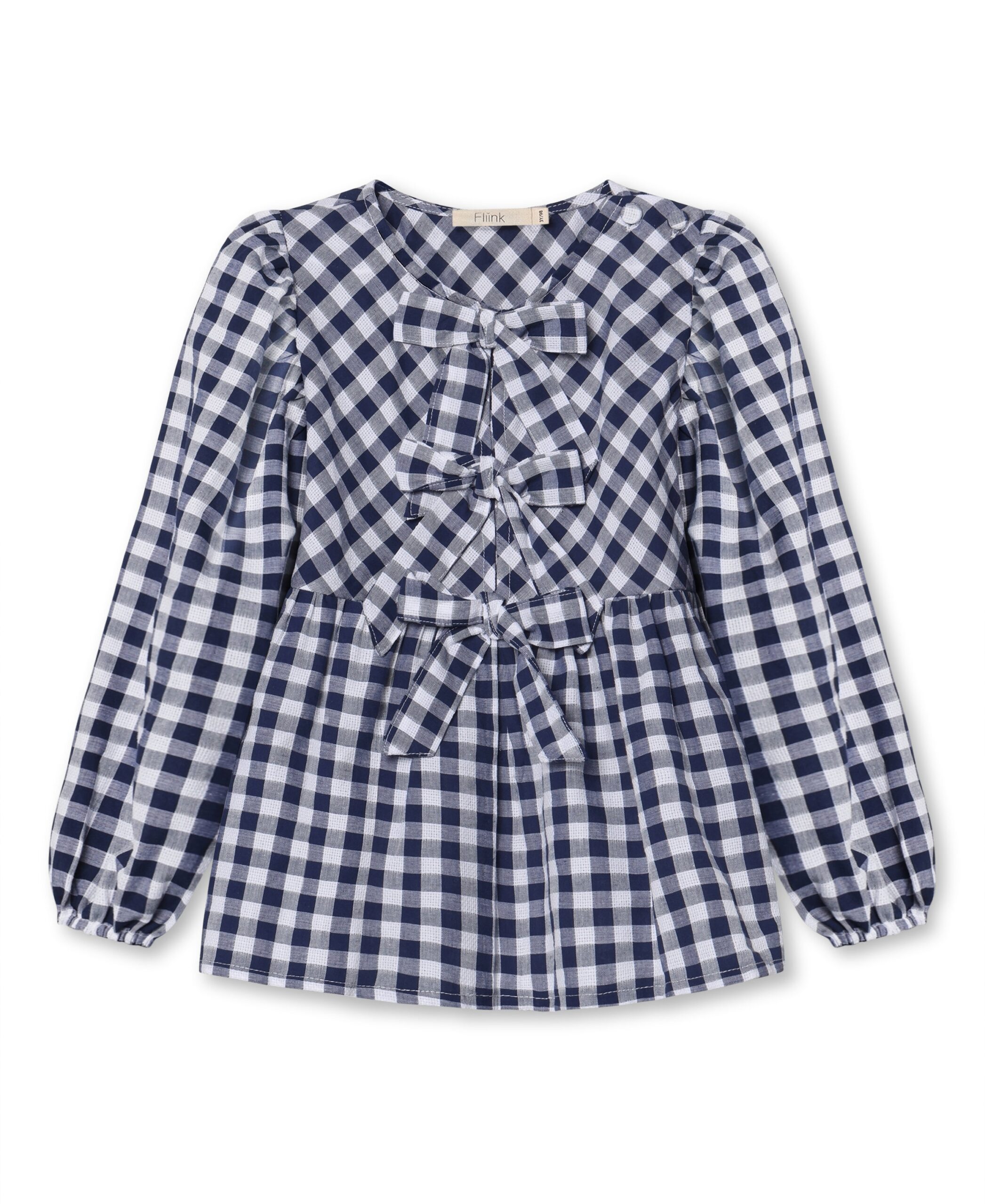 Fliink Zorro Ls Blouse Insignia Sandshell Check 86 Cm