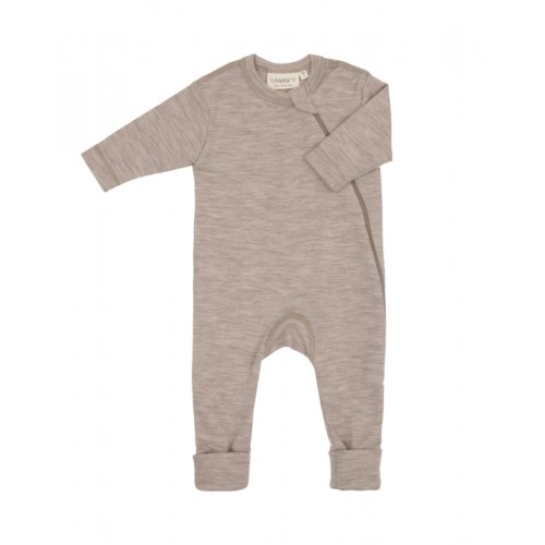 Heldragt 100 økologisk Merino Uld Med Lynlås Siden Til Baby Beige Melange 56