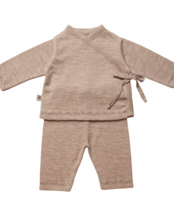 Huttelihut Lani Sæt Baby Bluse   Bukser Uld Camel 56-62 Cm