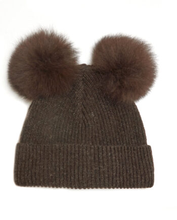Huttelihut Uld Hue Med Alpaca Pompoms Brown  -  år