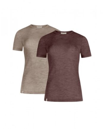 Kortærmet  -shirt Til Dame   100  Merino Uld   -pak Xs Beige Plum Melange
