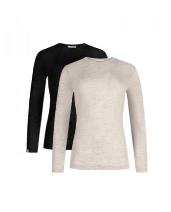 Langærmet  -shirt Til Dame   100  Merino Uld   -pak Nature Melange