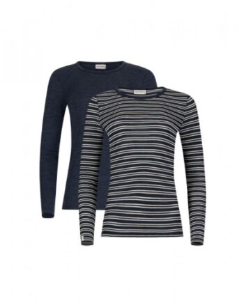 Langærmet  -shirt Til Dame   100  Merino Uld   -pak   Nature Navy Melange