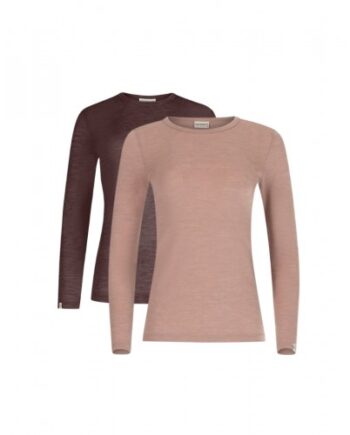 Langærmet  -shirt Til Dame   100  Merino Uld   -pak   Plum Soft Rose Melange