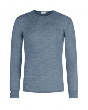 Langærmet  -shirt Til Herre   100  Merino Uld Blue Melange