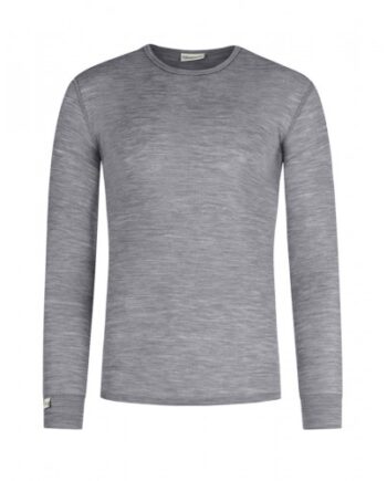 Langærmet  -shirt Til Herre   100  Merino Uld Grey Melange