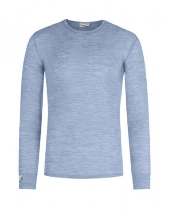 Langærmet  -shirt Til Herre   100  Merino Uld   Light Blue Melange