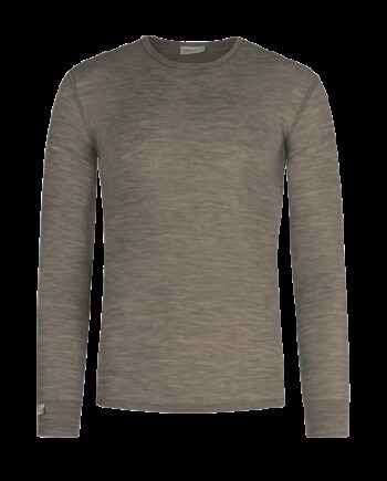 Langærmet  -shirt Til Herre   100  Merino Uld Light Brown Melange