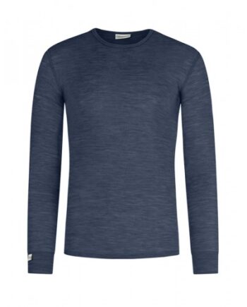 Langærmet  -shirt Til Herre   100  Merino Uld Navy Melange