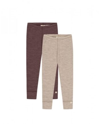 Leggings   100  Merino Uld  Oeko-texâ   -pak 110 116 Beige Plum Melange