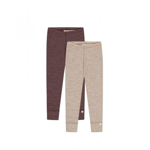 Leggings 100 Merino Uld Oeko-texâ -pak 110 116 Beige Plum Melange