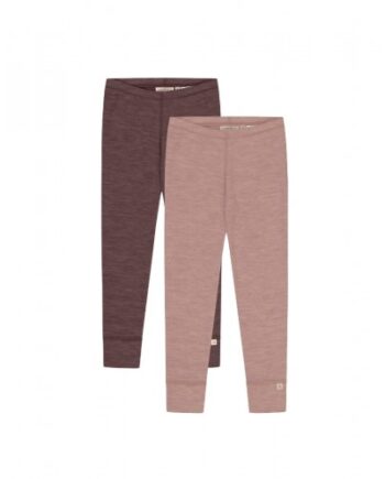 Leggings   100  Merino Uld  Oeko-texâ   -pak 98 104 Plum Soft Rose Melange