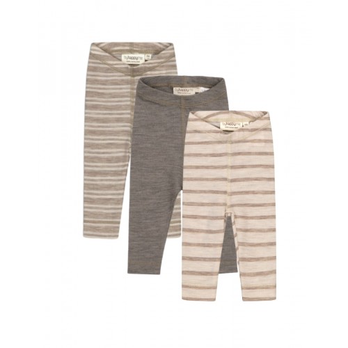 Leggings 100 Merino Uld Til Baby Og Børn -pak 56 Stribe: Beige Nature Melange