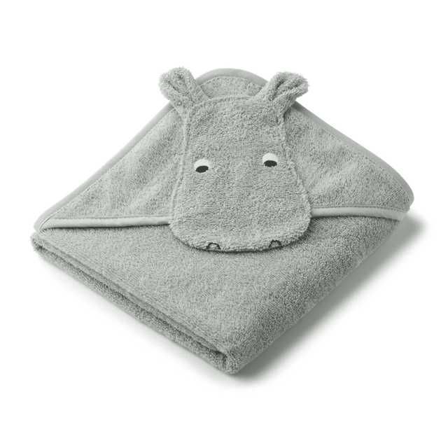 Liewood Albert Badehåndklæde Med Hætte Hippo Dove Blue