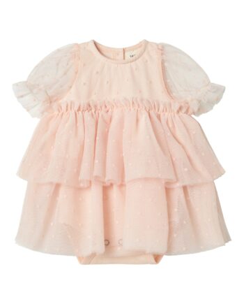 Lil Atelier Frilla Loose Tulle Bodydress Peach Blush 68 Cm