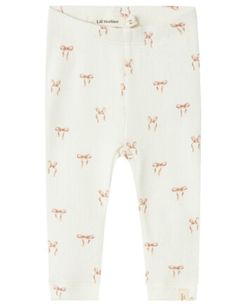 Lil Atelier Gavo Elf Slim Leggings Med Sløjfer Coconut Milk 56 Cm