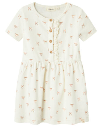 Lil Atelier Gavo Emi Dress Med Sløjfer Coconut Milk 92 Cm
