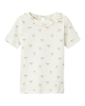 Lil Atelier Gavo Esi Slim Shirt Med Sløjfer Coconut Milk 92 Cm