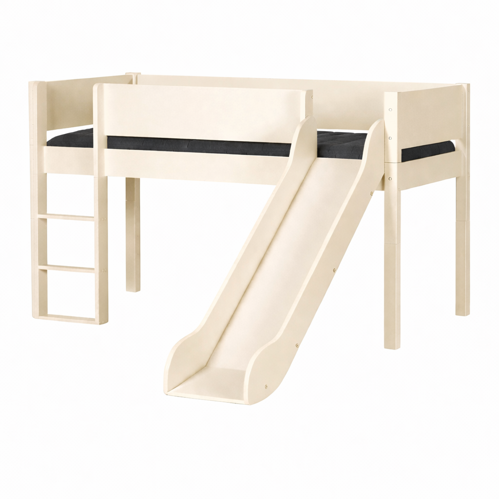 Loke Halvhøjseng Med Rutsjebane  90x200   Modern Beige
