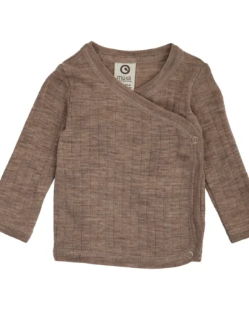 Müsli Uld Rib Wrap Cardigan Walnut Melange  68
